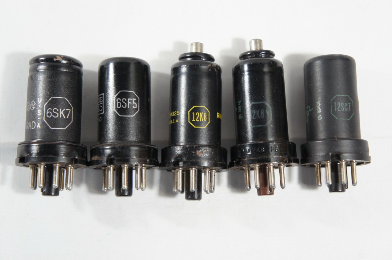 5 Pack Mix Electron Tube: 6SK7, 6SF5, 12K8, 12K8Y, 12SC7, GM, Sylvania, Ken-Rad