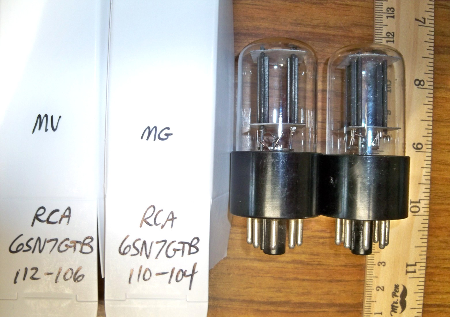 2 Strong Matched RCA Black Plate Bottom D Getter 6SN7GTB Tubes #4
