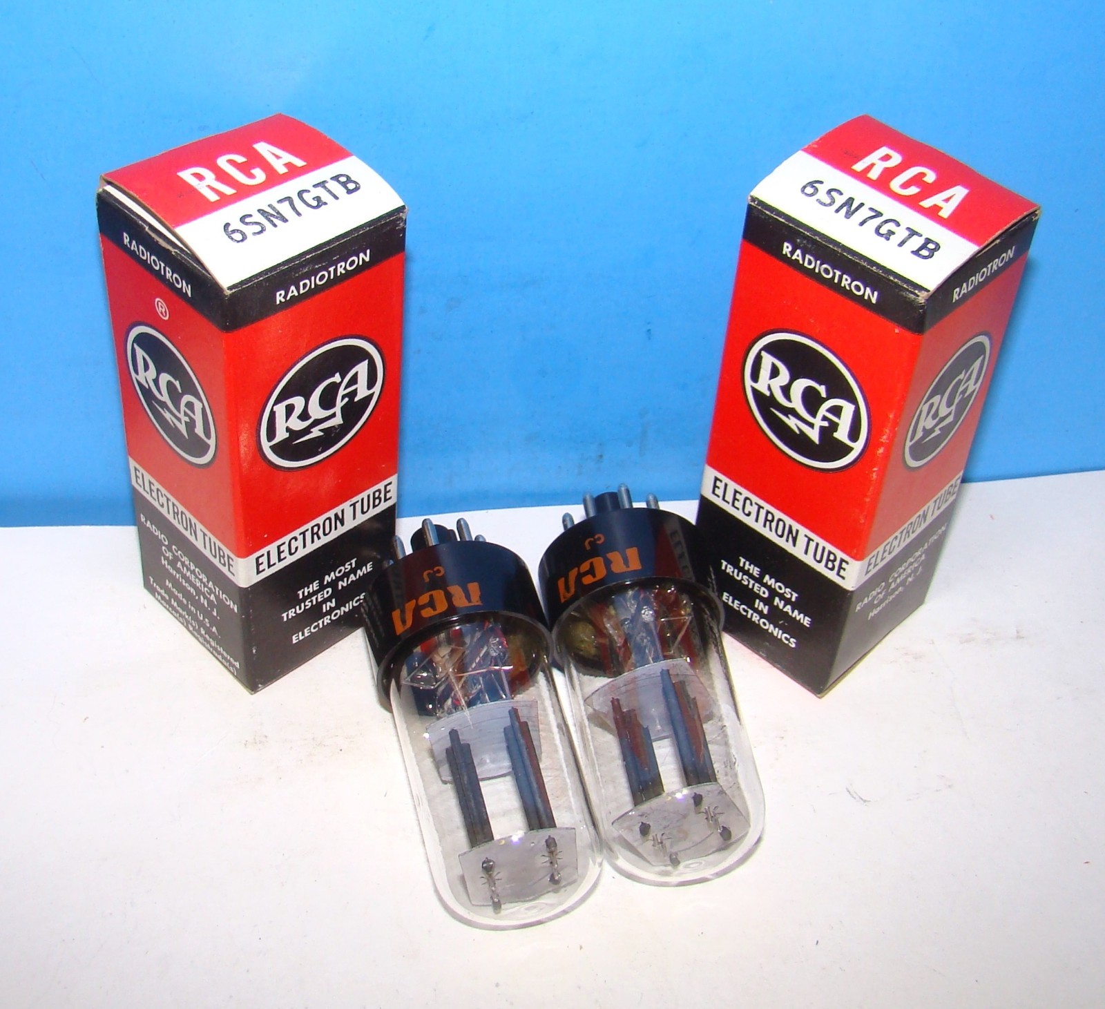 6SN7GTB NOS 1969 RCA radio audio tall dog vacuum tubes 2 valves tested 6SN7GT
