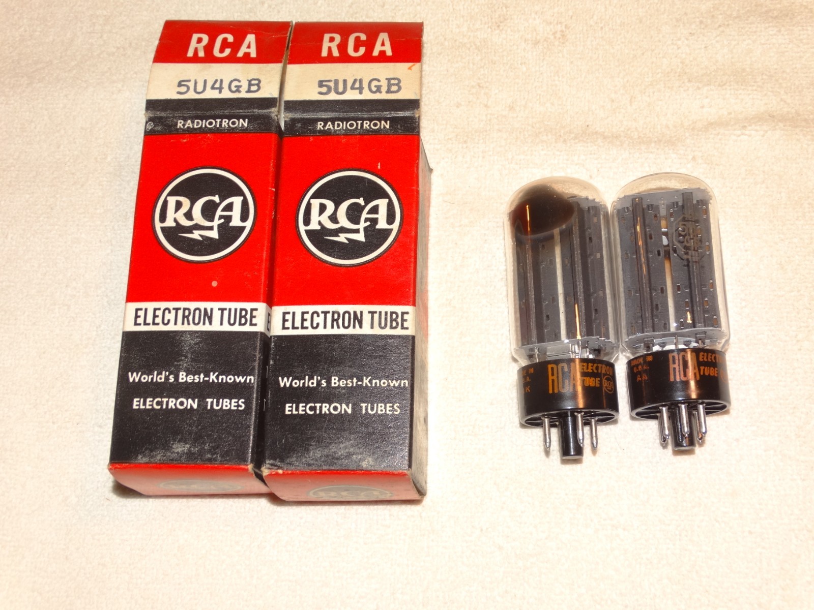 2 x 5u4gb RCA Rectifier Tubes *Black Plates*TESTED*NOS*NIB*#2