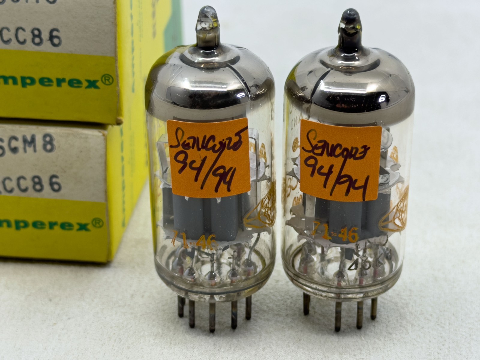 Matched Balanced NOS Pair Amperex 6GM8 ECC86 Tubes Heerlen Holland Tests NOS