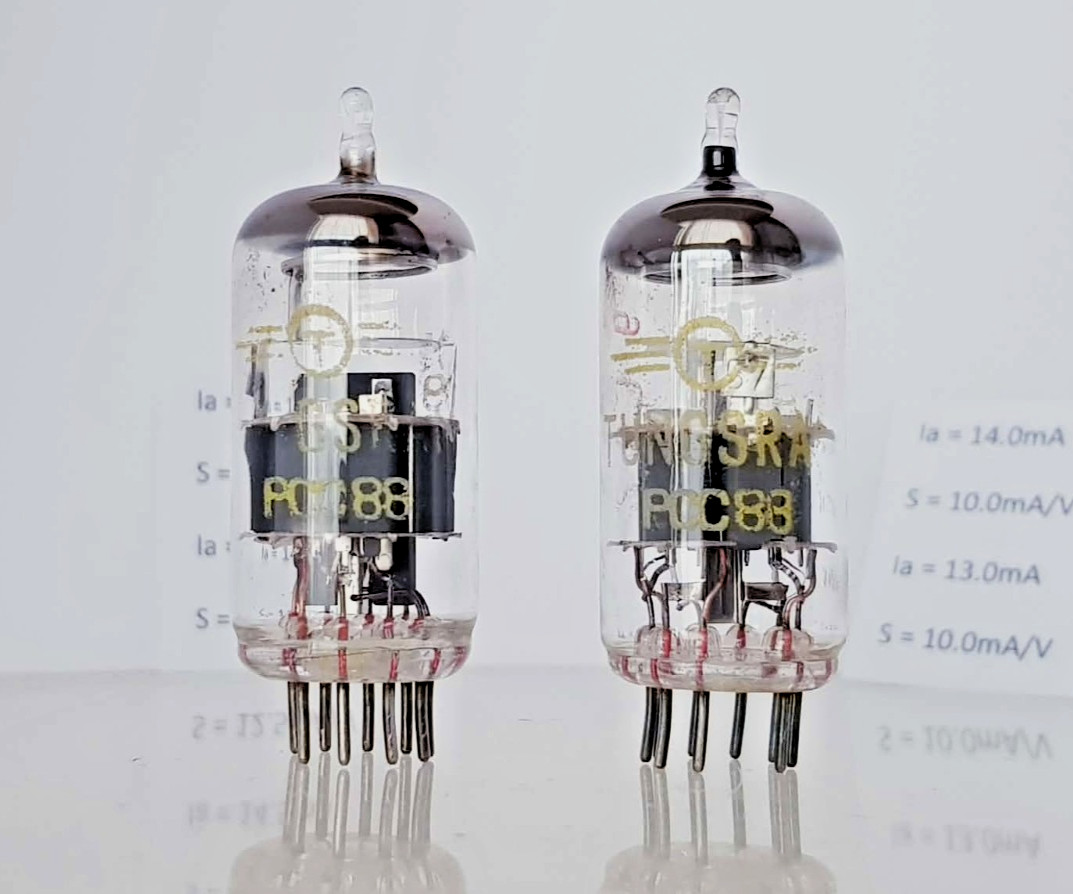 2 X PCC88 MATCHED PAIR TUNGSRAM DOUBLE TRIODE = 7DJ8