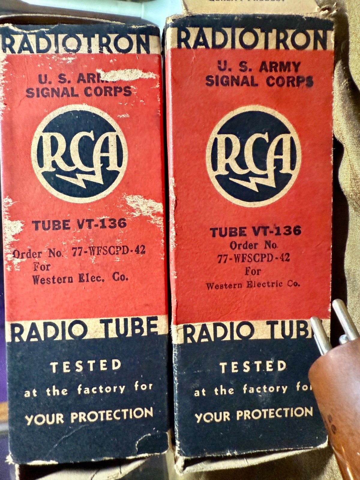 Pair of NOS RCA for WE VT-136 / 1625 Power Tubes / US Army / Matching Dates