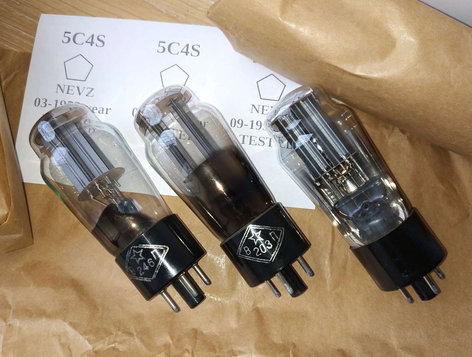 3x 5C4S = 5Z4, 5Z4GT, 5U4C Rectifier Tube NEVZ Cobra SAME YEAR 1953 TESTED, NEW