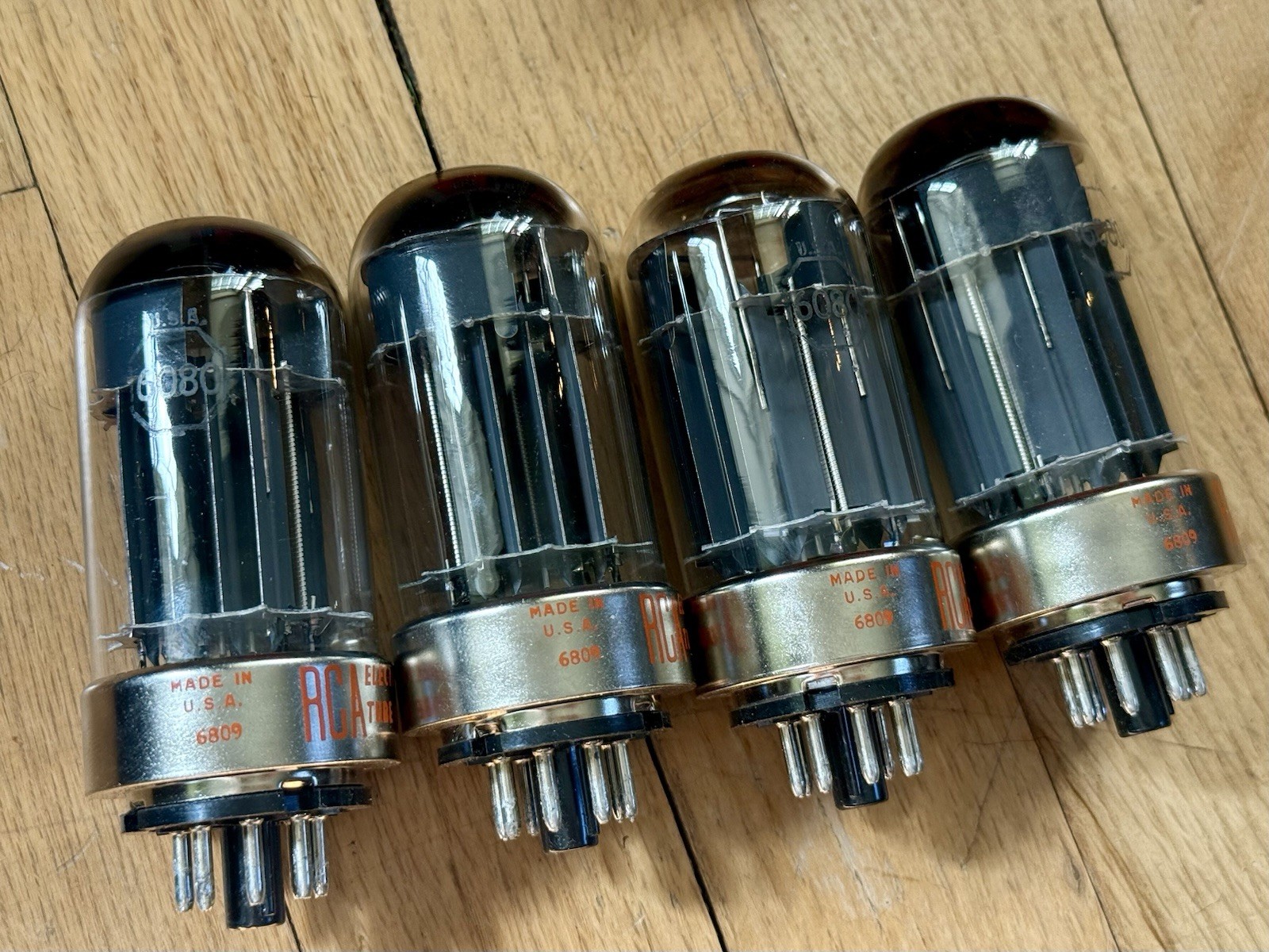 Matched Date NOS Quad RCA 6080 Tubes Tested Strong 6AS7 For Amplifier
