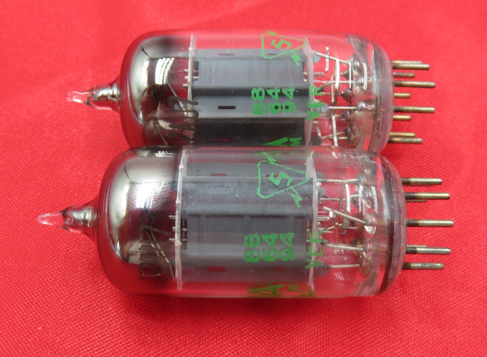 1958 Sylvania 12AU7 PLATINUM PLUS GRADE D Getter Preamp Tubes Matched Pair ECC82