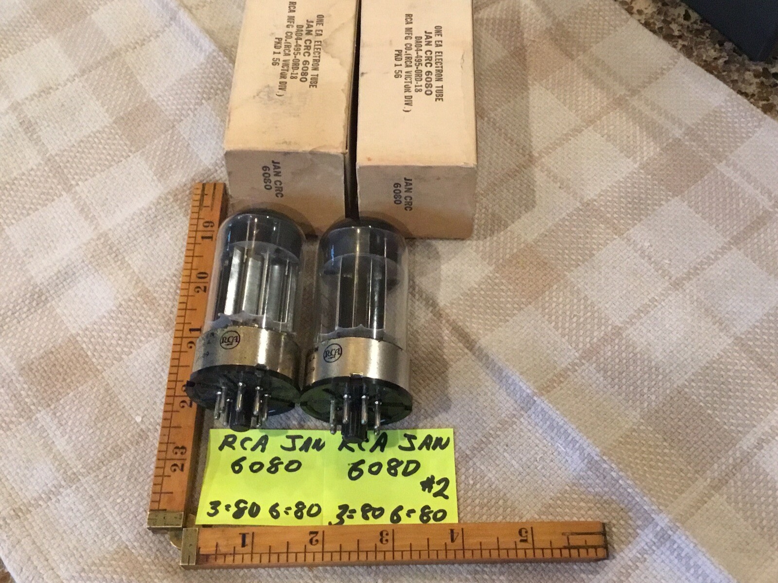 MATCHED NOS Pair RCA JAN CRC 6080 Amplifier VACUUM TUBES, 1-56, Tested