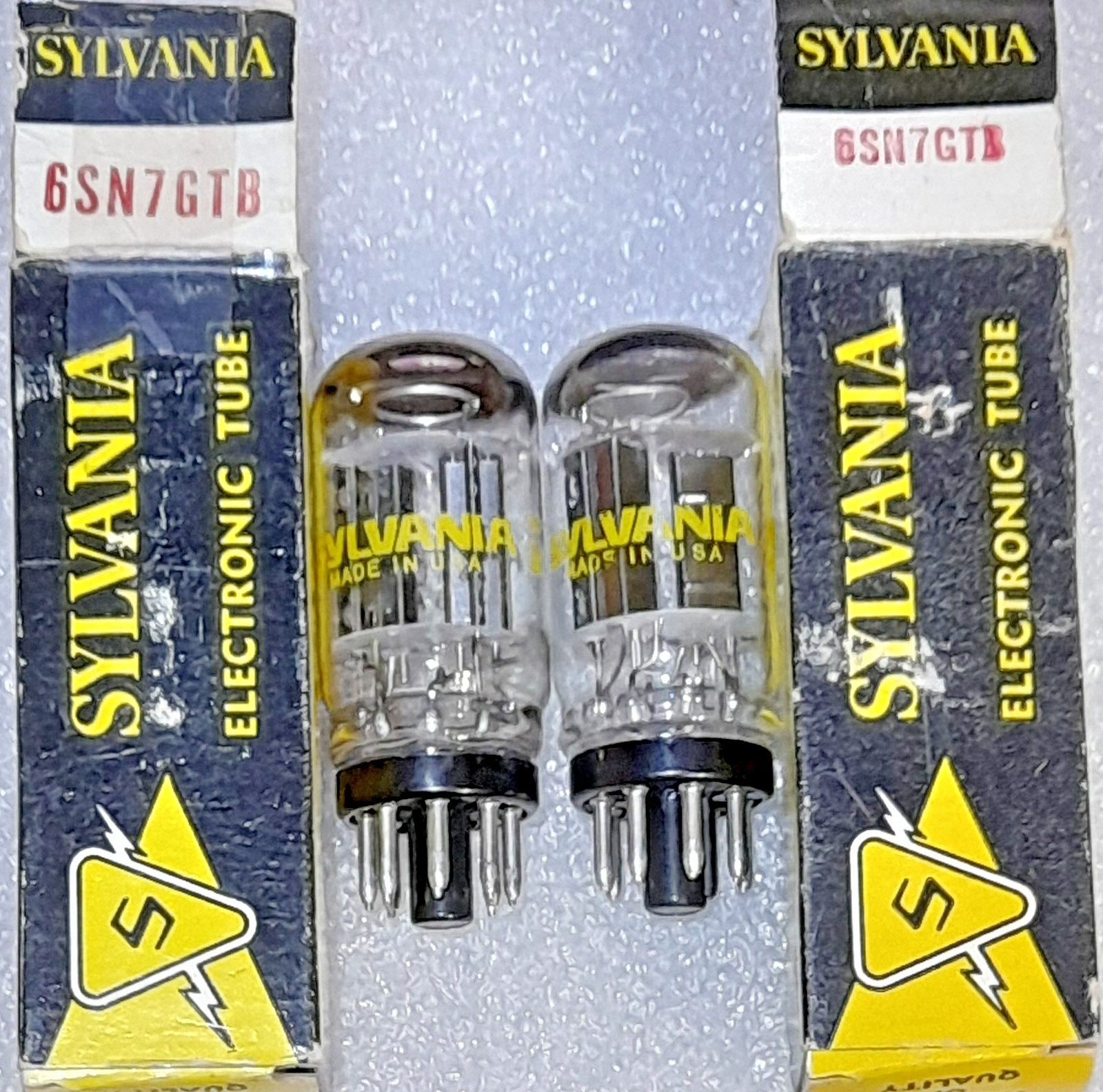 Tightly Matched Pair 6SN7GTB Sylvania NOS blk t-plate Vacuum Tubes, TV-7D Tested