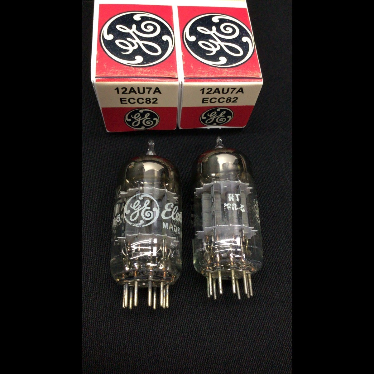 MATCHED PAIR GE 12AU7A ECC82 Fat Plate Vintage VACUUM TUBES Tested 5.9317