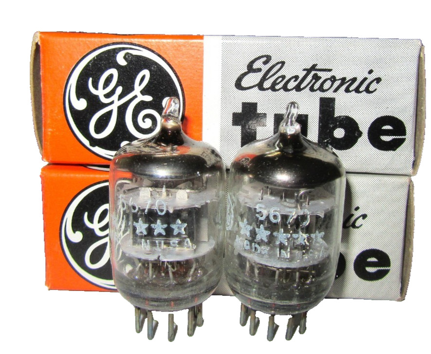 MATCHED PAIR NOS NIB GE 5 STAR 5670 2C51 396A 10,000 HOUR TUBES!