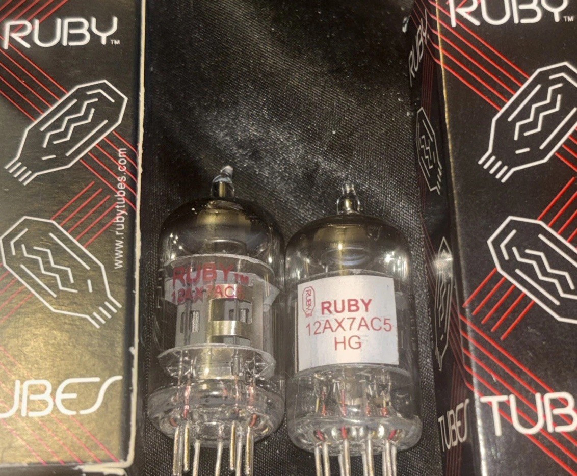 Matched Pair (2) NOS Ruby Tubes 12AX7 AC5/Z HG+ High Gain Preamp Guitar Amp NIB