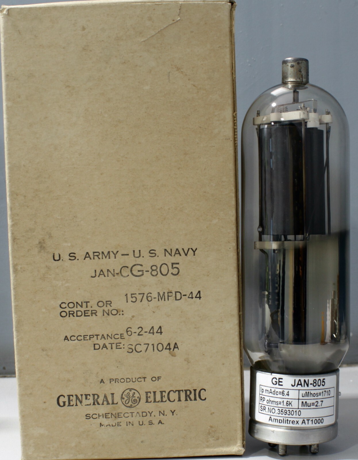 805 VT-143 General Electric JAN-CG- NOS Made in U.S.A AmplitrexTested