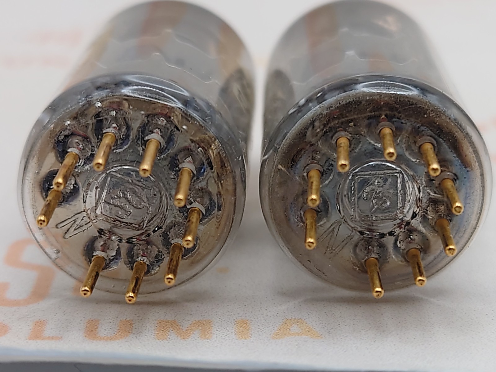 Telefunken E88CC 6922 O-getter AEG label Matched Pair ◇ Bottom – RM/SB – NOS