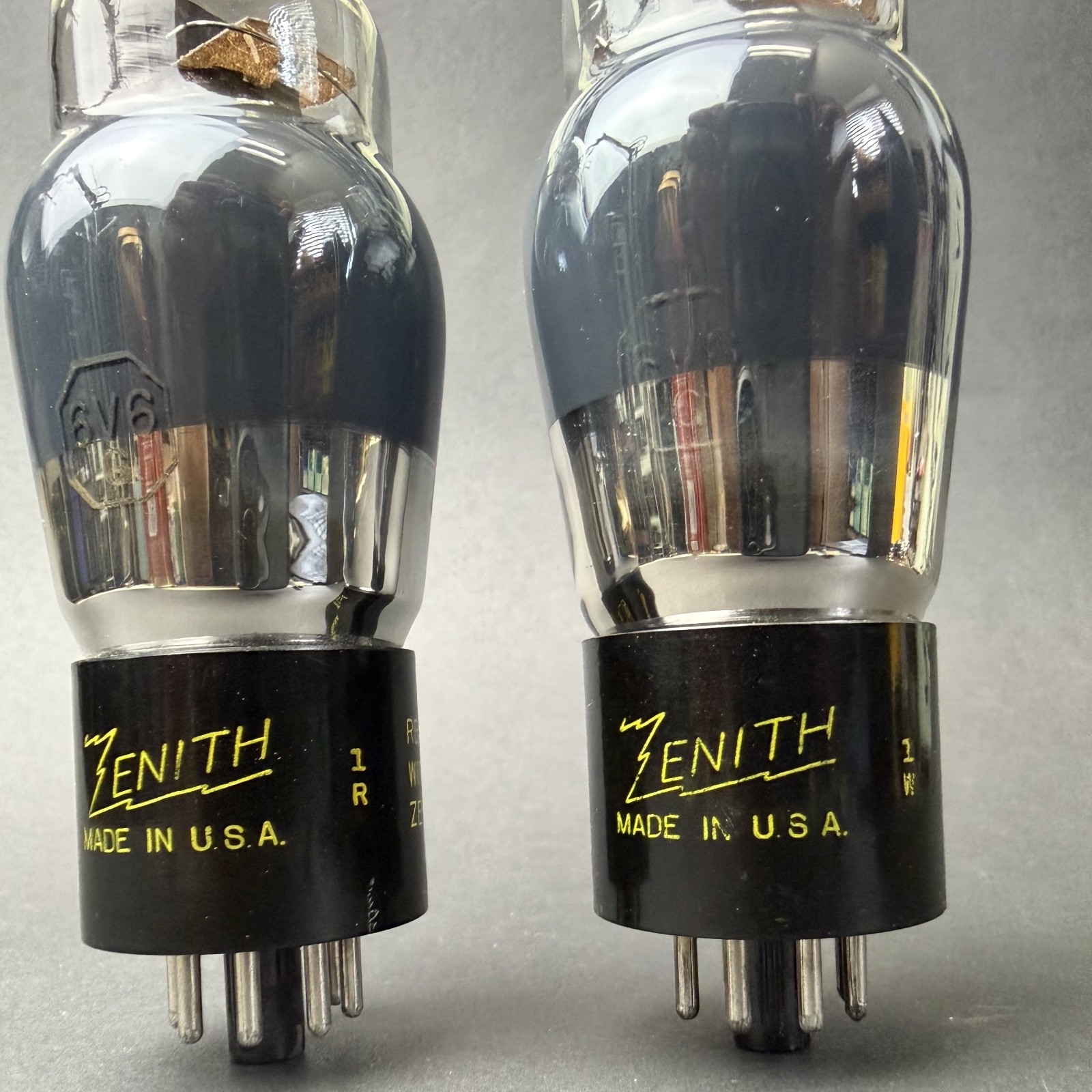 6V6G 7408 Zenith Sylvania Tubes Pair Globe Smoked Glass TV7 Test Good SV6-7-8