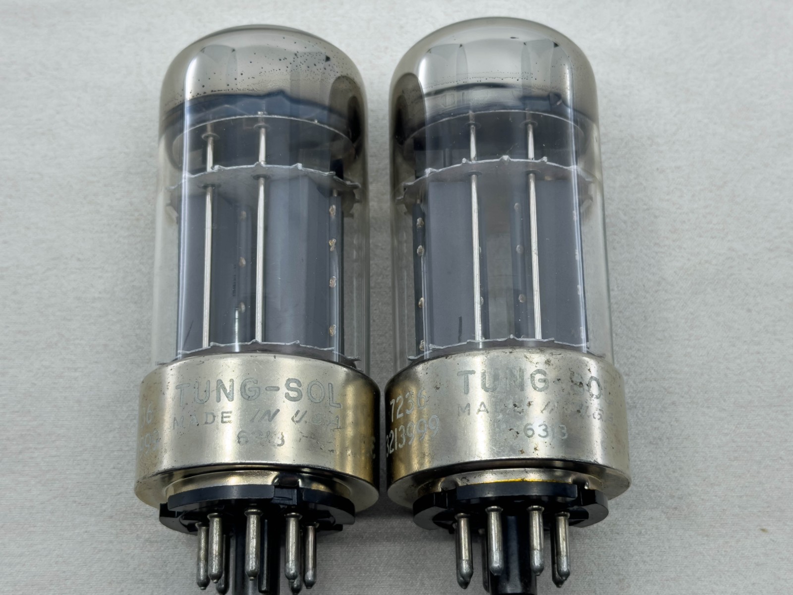 Matched Pair Tung-Sol 7236 Mil Spec 6080/6AS7G Metal Base 3X Micas Matched Codes