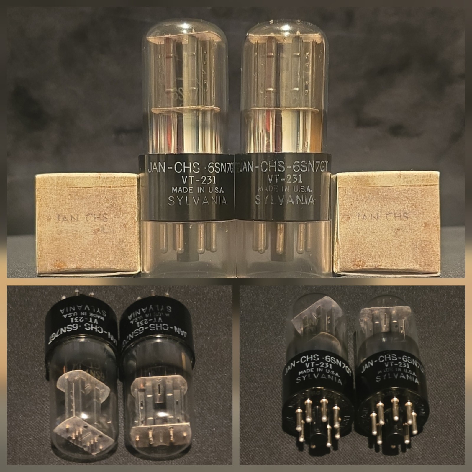 SYLVANIA 6SN7 GT VT-231 TUBE 1940s TOUGH DOG U.S. NAVY ANCHOR MATCHED SET