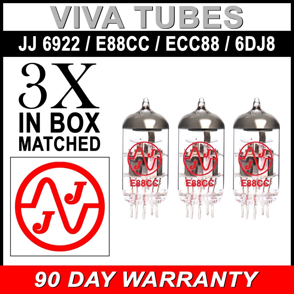 Gain Matched Trio (3) JJ 6922 / E88CC / 6DJ8 / ECC88 Vacuum Tubes – Brand New