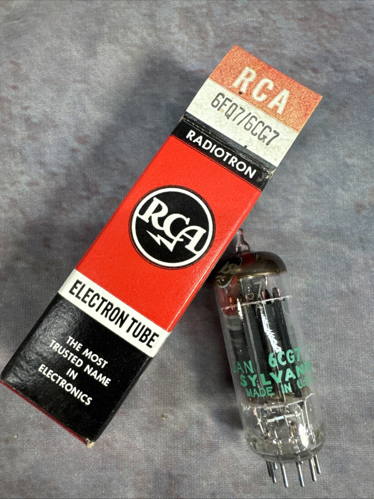 RCA Boxes 6FQ7 6CG7 Sylvania Clear Top Grey Plates Tube NEVER USED