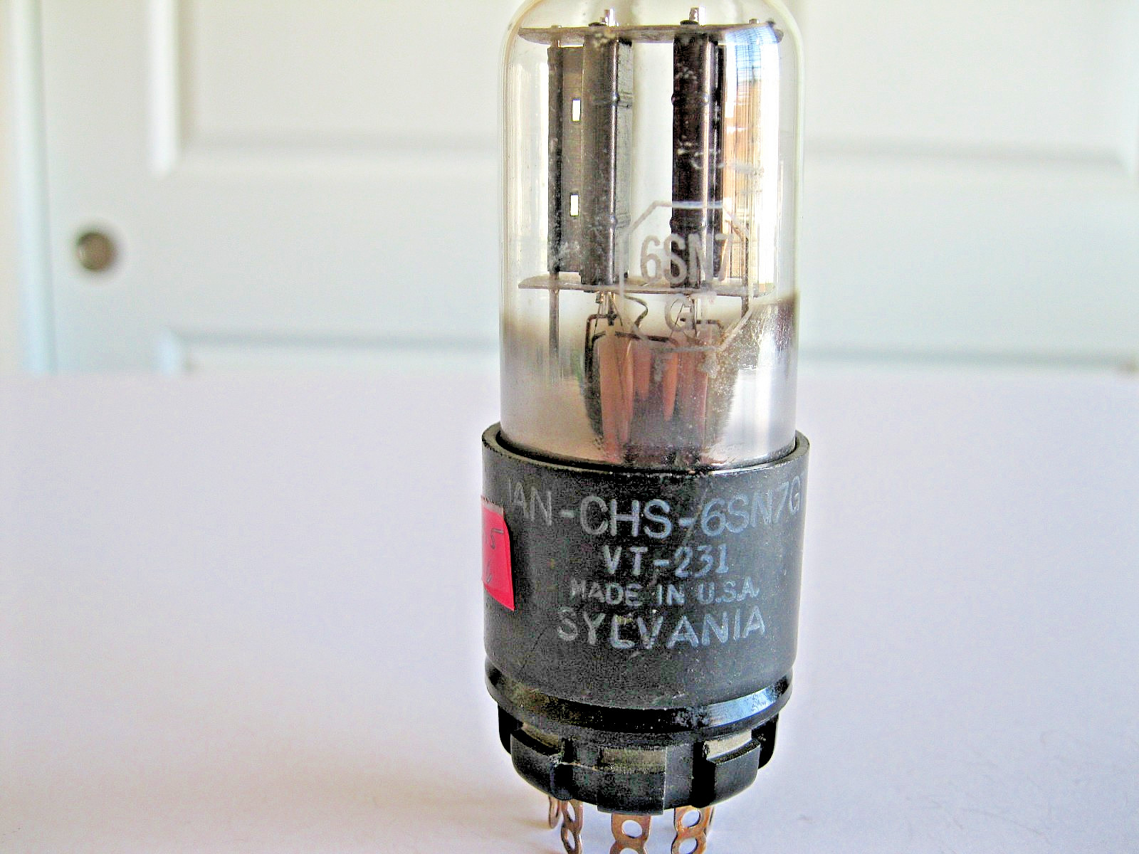 SYLVANIA JAN-CHS-6SN7GT/VT-231 AUDIO VACUUM TUBE BLACK T PLATE TV-7 TESTED.