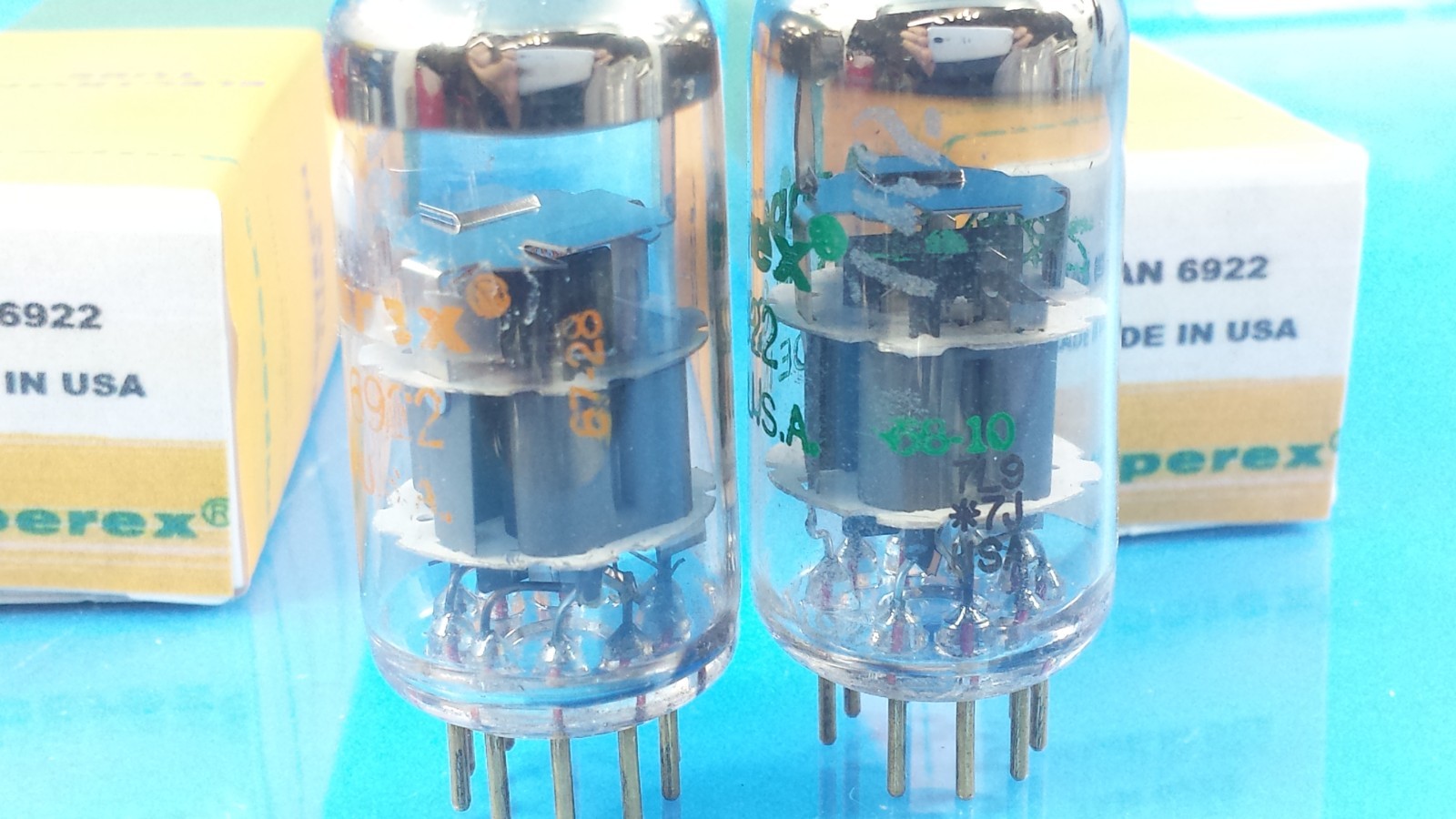 Amperex JAN 6922 Pair 1967-1968 Tested Strong Low Noise w/ Boxes