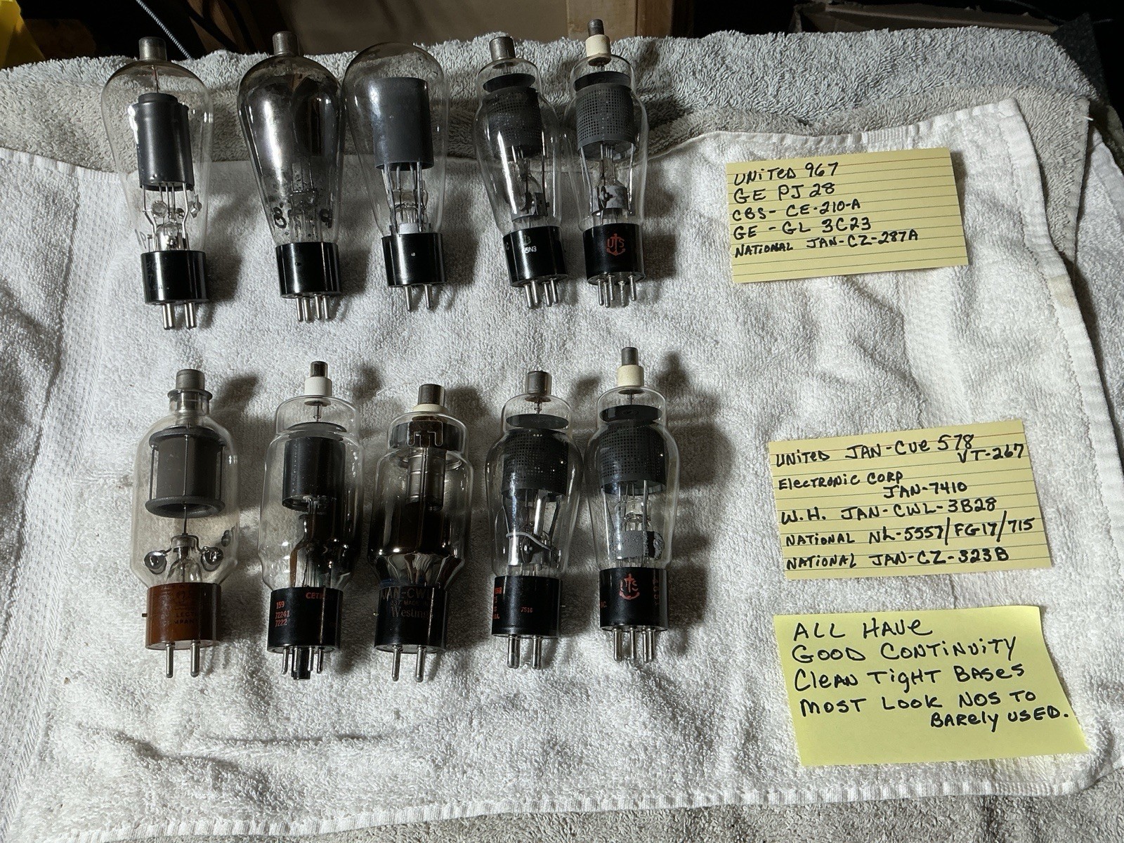 Lot Of 10 Rare Rectifier Vacuum Tubes VT-267 578 967 5557 323B 2C23 210-A PJ-28