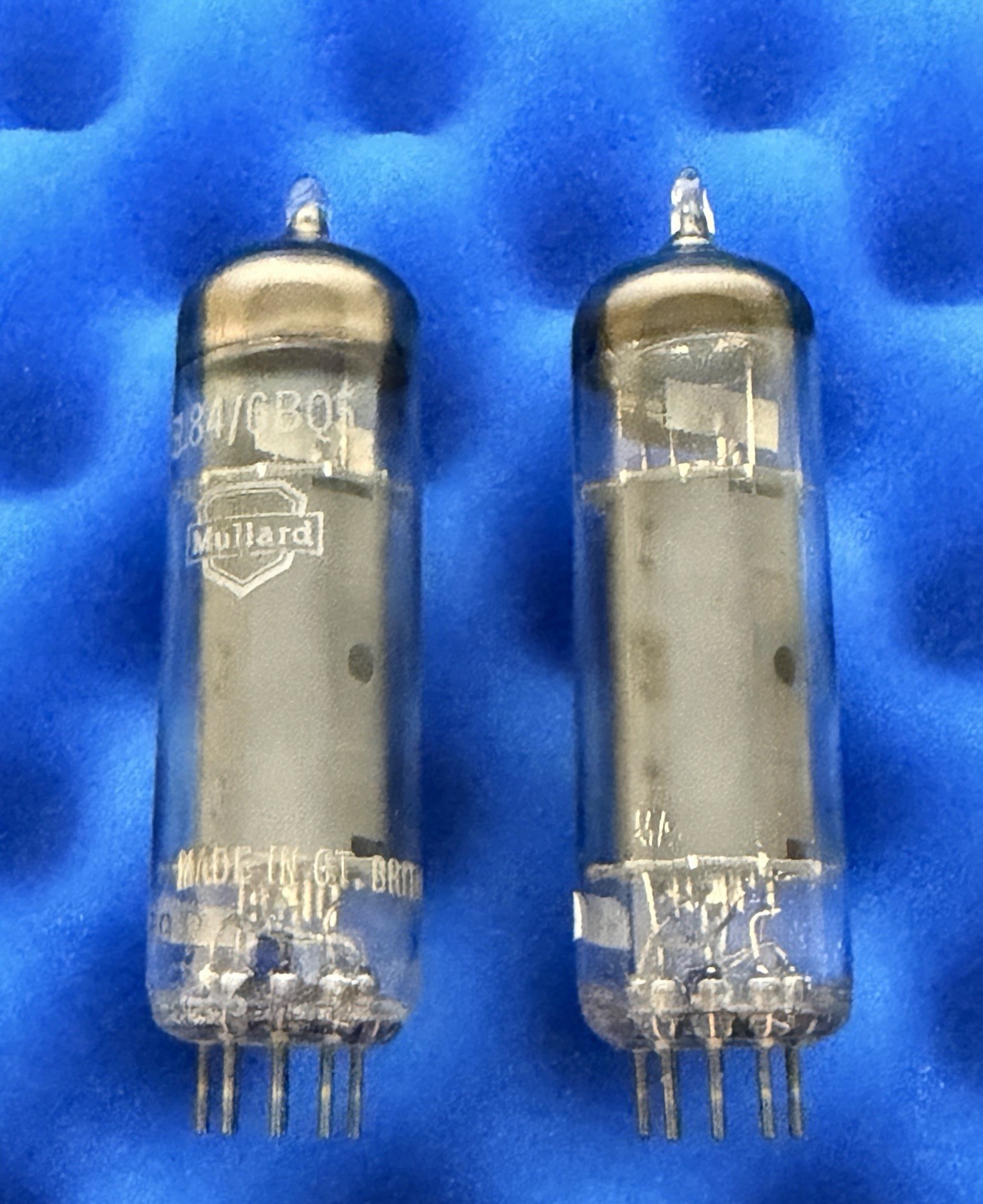 TWO Mullard EL84 Tubes /Amplitrex Tested/ rX1 Blackburn 1959 In Box / 6BQ5