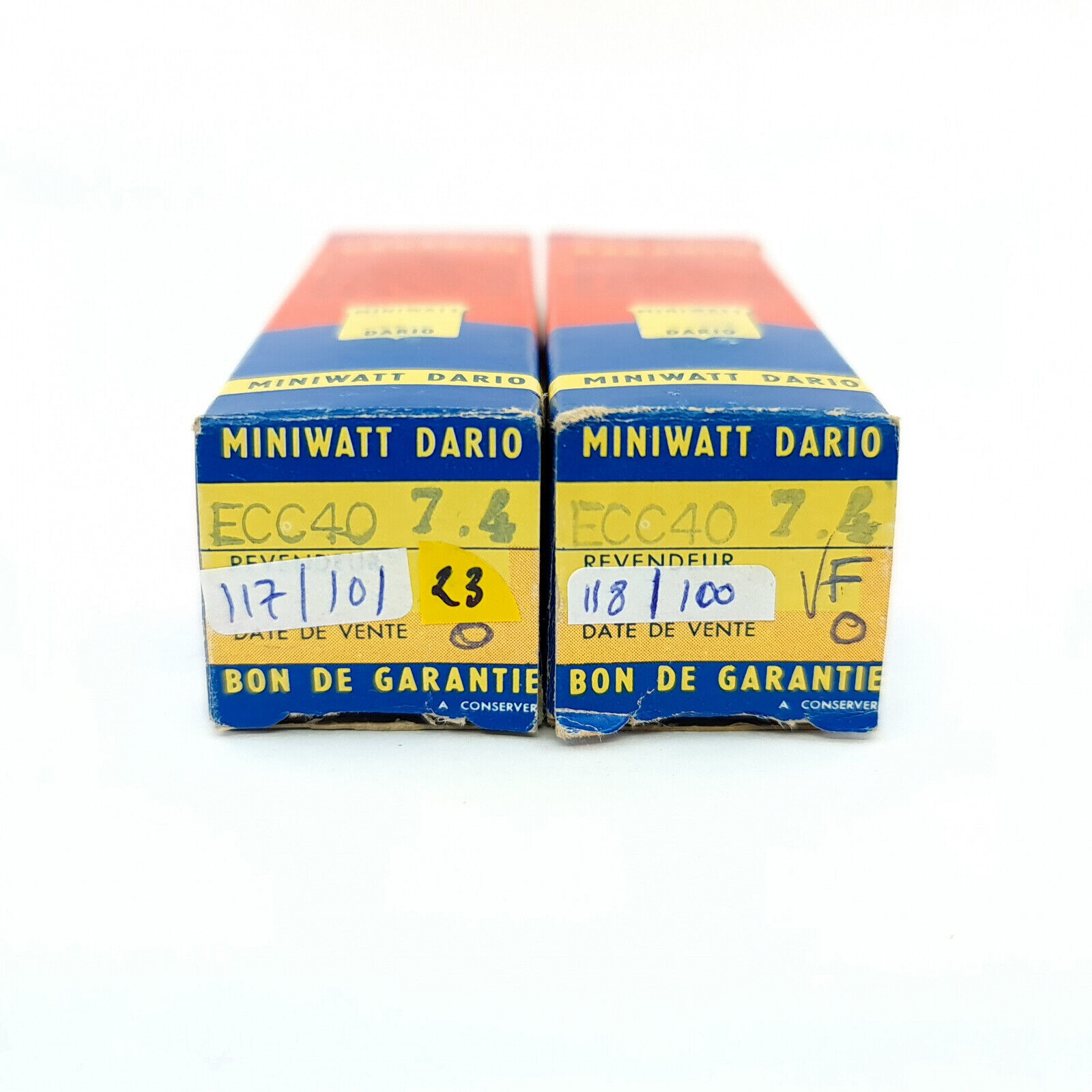 2 X ECC40 MINIWATT-DARIO TUBE. 1960s LA RT PROD. MATCHED PAIR. 23. CB404