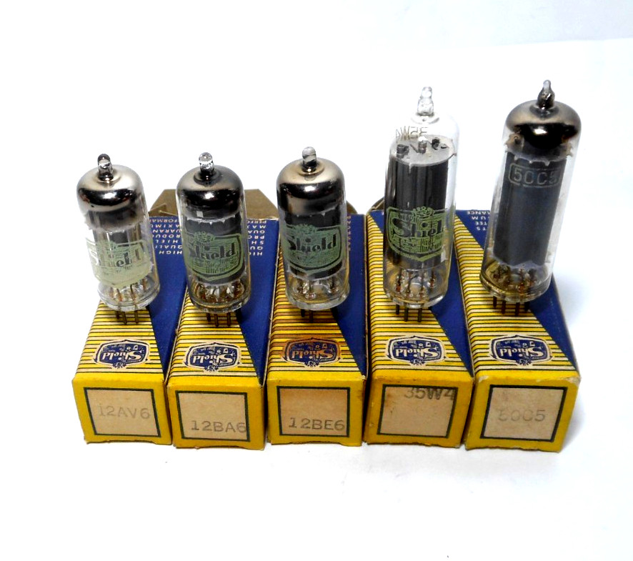 AA5 All American Five NOS NIB ‘Shield’ Tube Set 12AV6 12BA6 12BE6 35W4 50C5