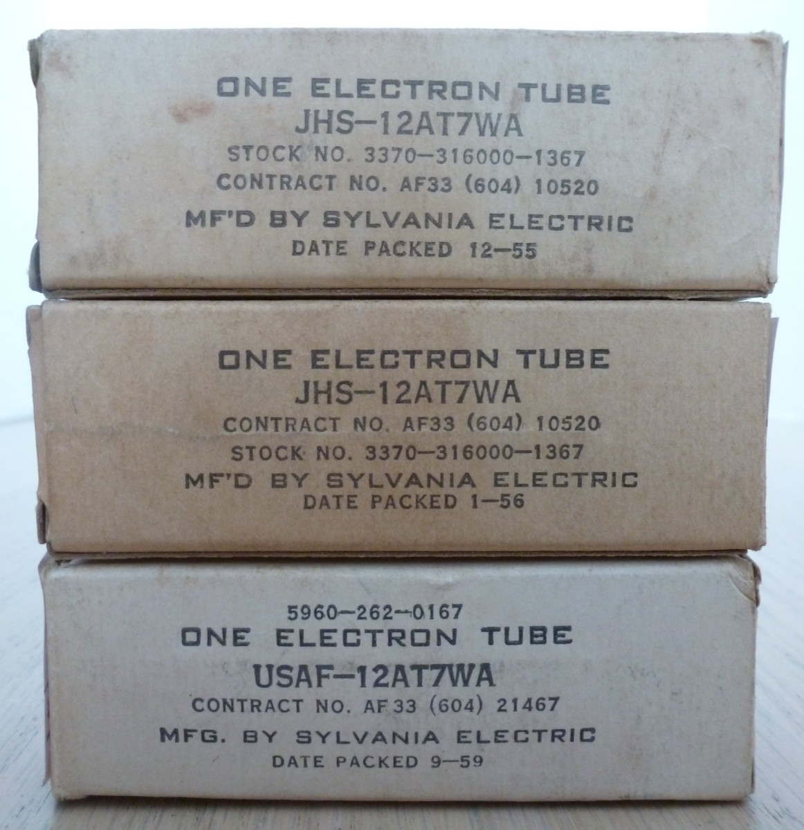 LOT 3 USED 12AT7WA TUBES SYLVANIA JHS USAF MILITARY