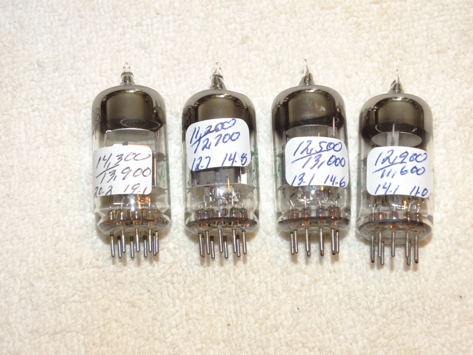 4 x JAN-7308 (6DJ8) Sylvania Tubes*Bogey+ Matched Quad*LOW NOISE/MICROPHONICS*