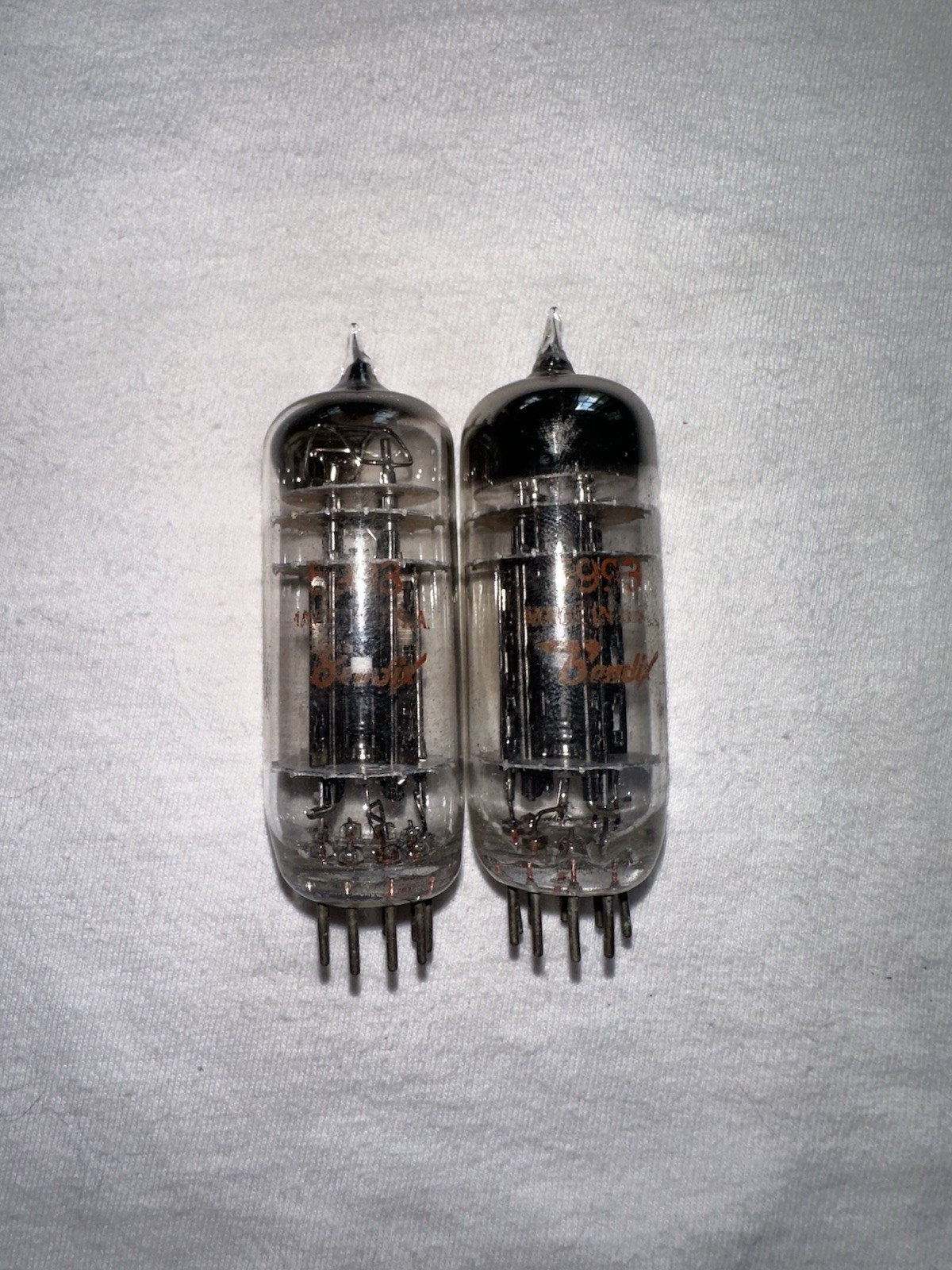 Matched Pair Bendix 5993 Vacuum Tubes Untested Vintage USA Made Red Lettering