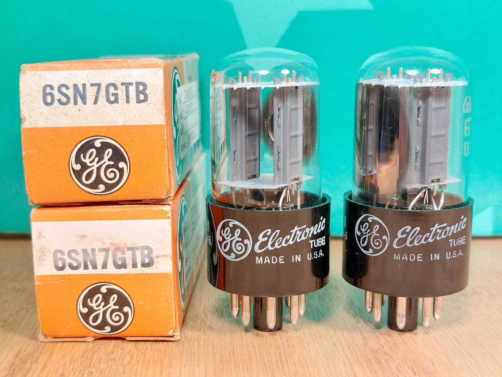 Perfectly Matched Pair of GE 6SN7GTB NOS NIB Side Getter 1966 Vacuum Tubes #2
