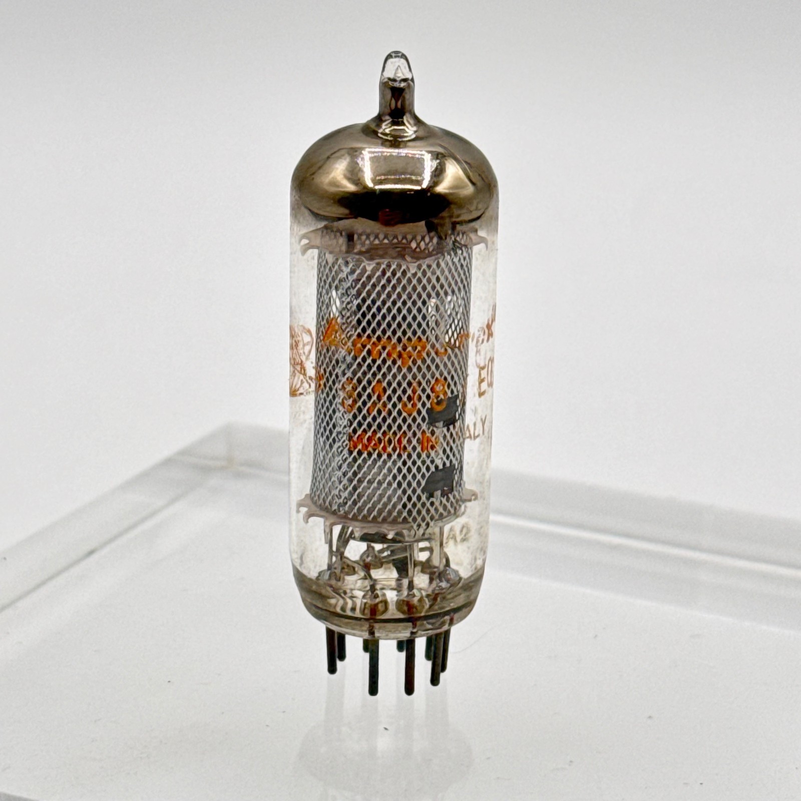 Vintage Amperex 6AJ8 ECC189 TESTED STRONG 62/80 Vacuum Tube Made in Italy Estate