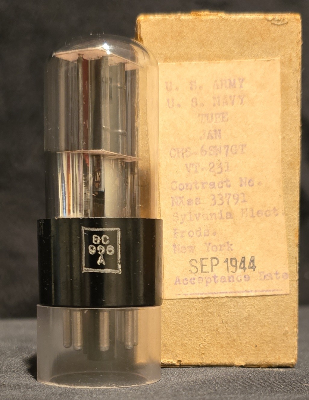 SYLVANIA 6SN7 GT VT-231 TUBE 1944 SILVER LABEL ULTRA HIGH QUALITY AUDIO TUBE NIB