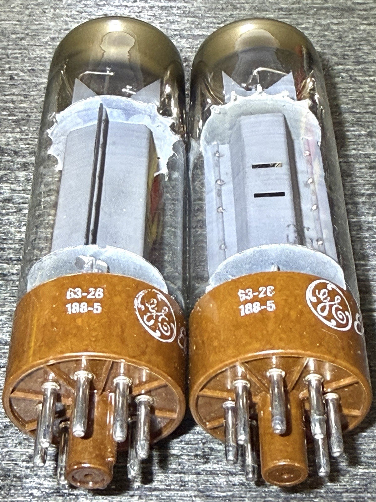 NOS QUAD Mullard Holland EL34 xf4 DD Getter Brown Base Tubes GE Amperex 6CA7