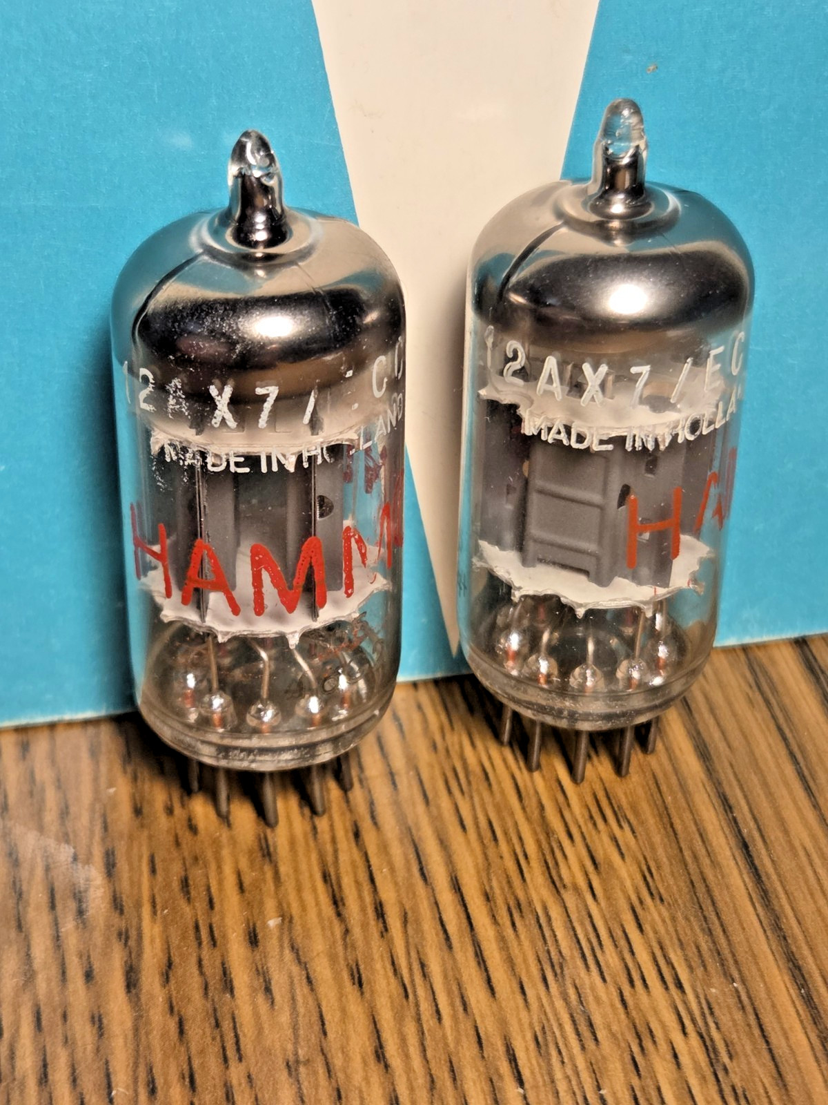 12AX7 Tube Pair Amperex Gray Plate Holland TEST Strong 91 % Tube Amp Guitar