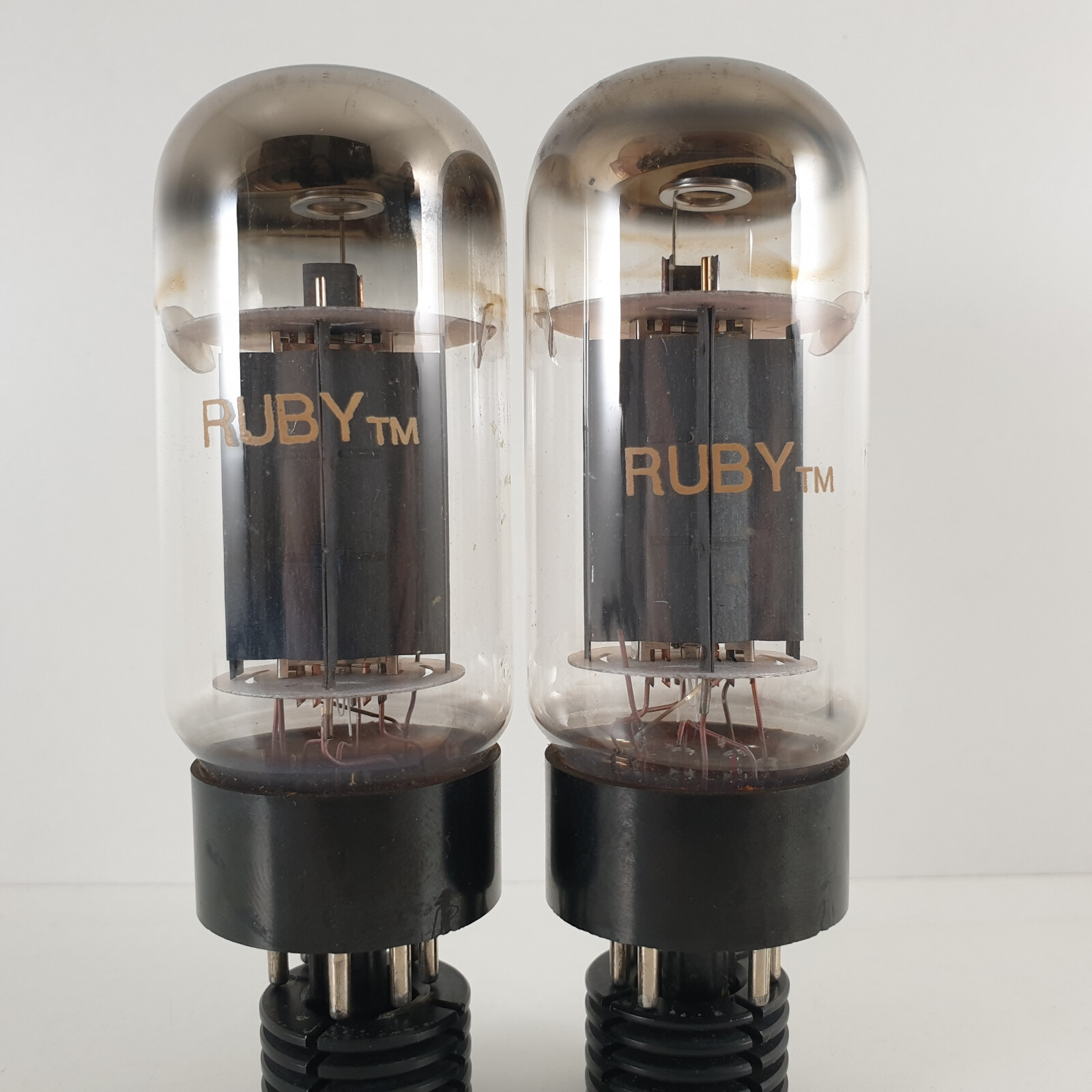 2 X 6L6GC RUBY TUBE. COPPER RODS. 90/102% MATCHED PAIR. USED. 7. CH117