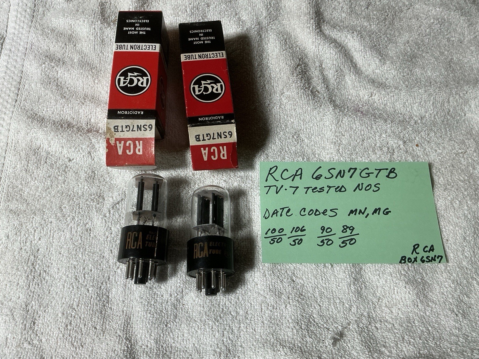 Pair Of RCA 6SN7GTB Vacuum Tubes 2 Hole Black Plate TV-7 Tested NOS 1960’s