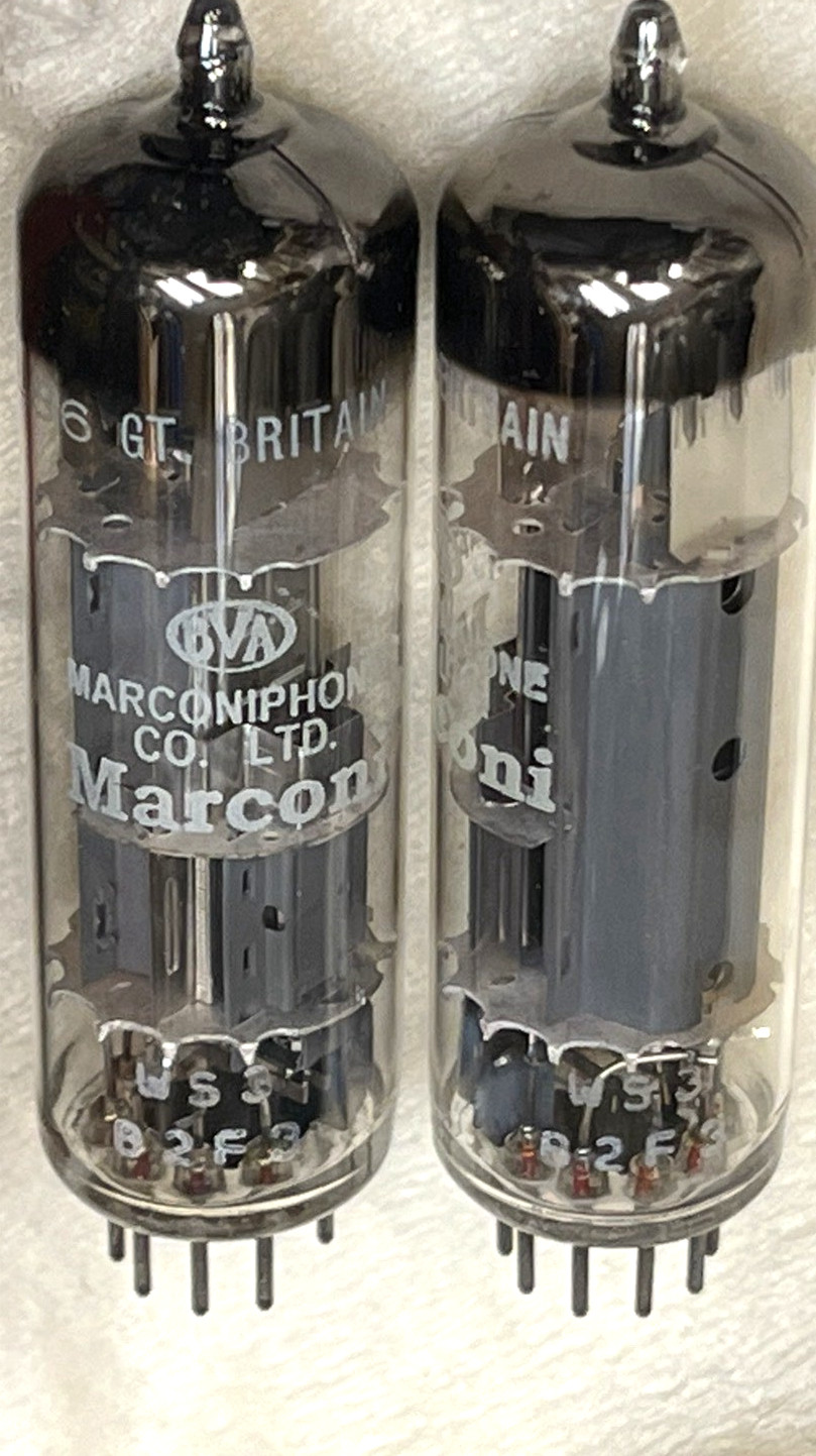 RARE NOS PERFECT MATCH PAIR MARCONIPHONE ECL86 / 6GW8 TUBES BRITISH 1962 BVA NEW