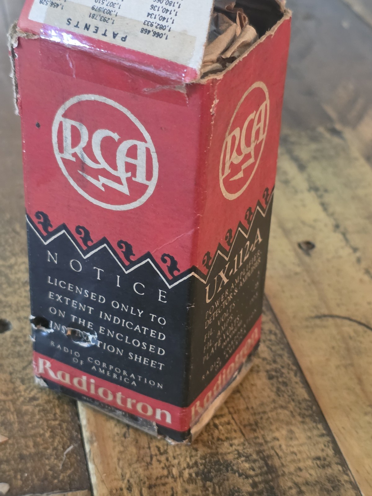 Vintage RCA Radiotron 112-A Vacuum Tube NIB NOS Untested Box Data Sheet 112A