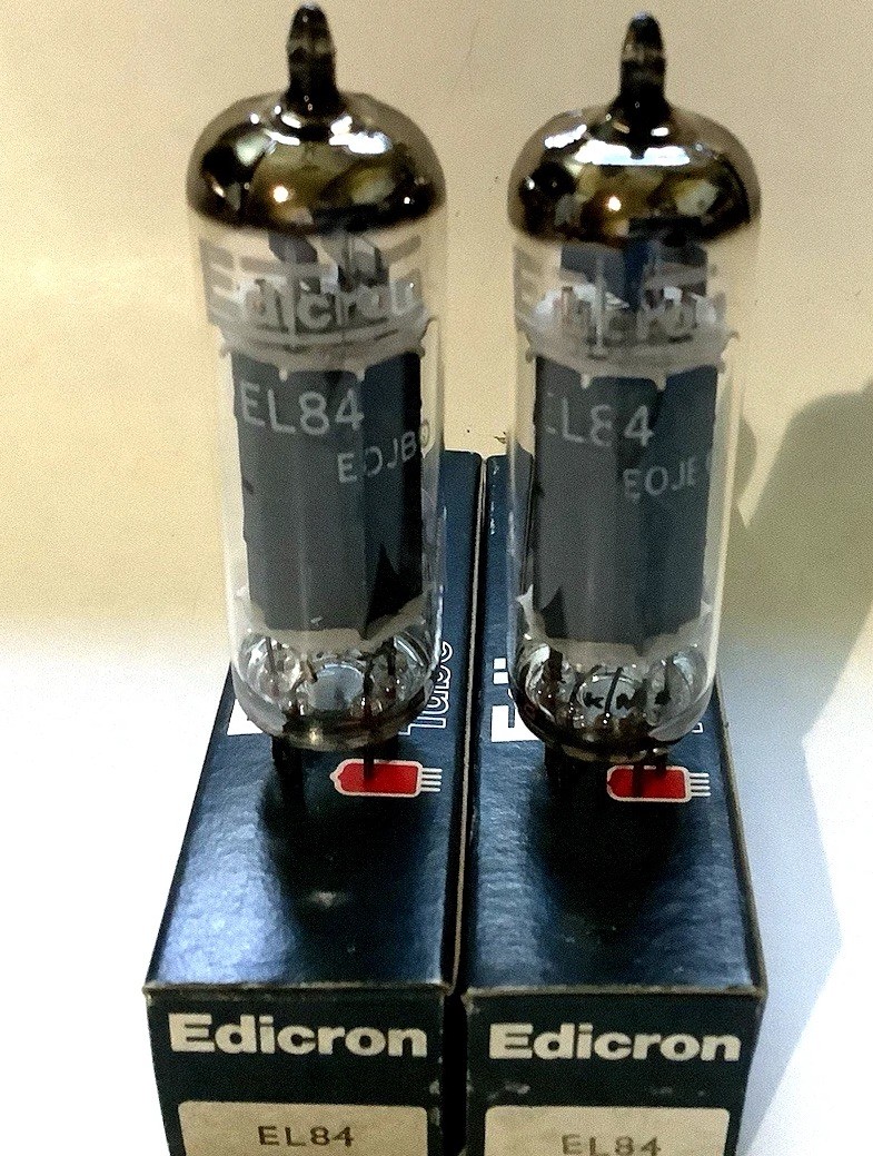 ( 2 ) Edicron EL84 6BQ5 Tube NIB Ridged Top Philips Type Etched Code On Glass