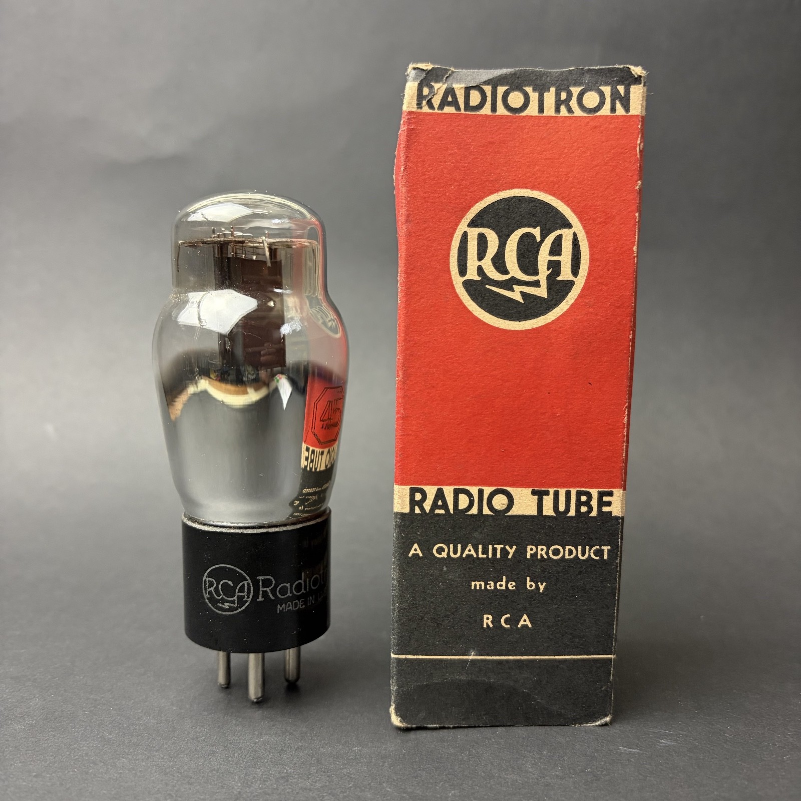 45 RCA Radiotron Tube Smoked Glass Black Plate Globe TV7 Test NOS G-7
