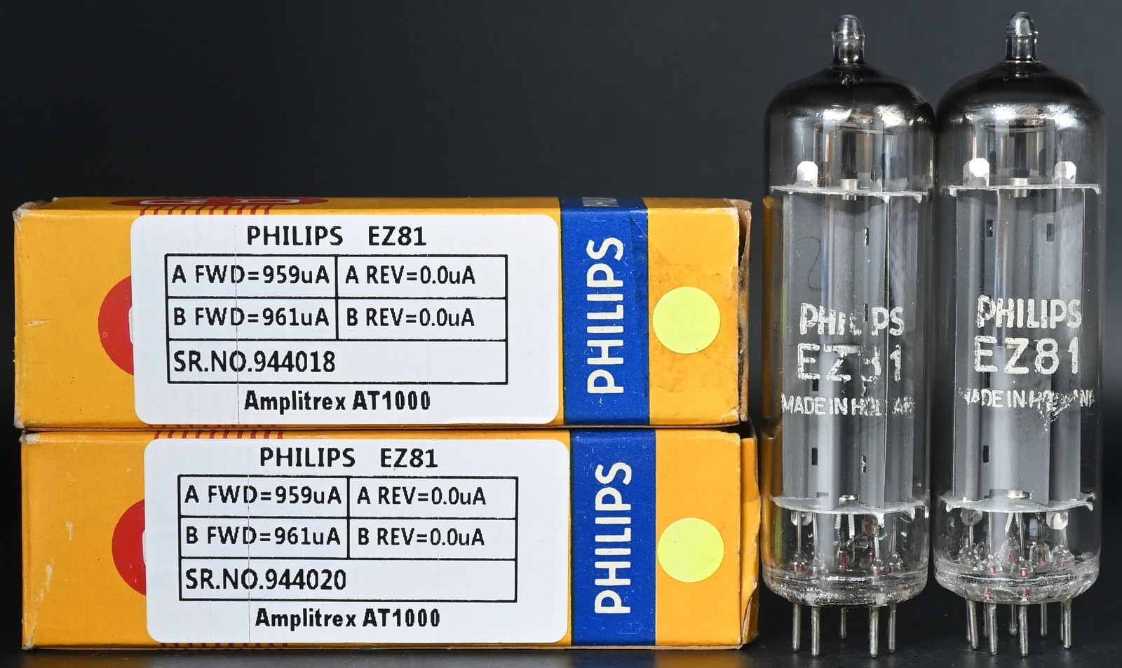 Philips EZ81/ 6CA4 Top Ring Getter Made in Holland Amplitrex Tested Qty 2 Pcs