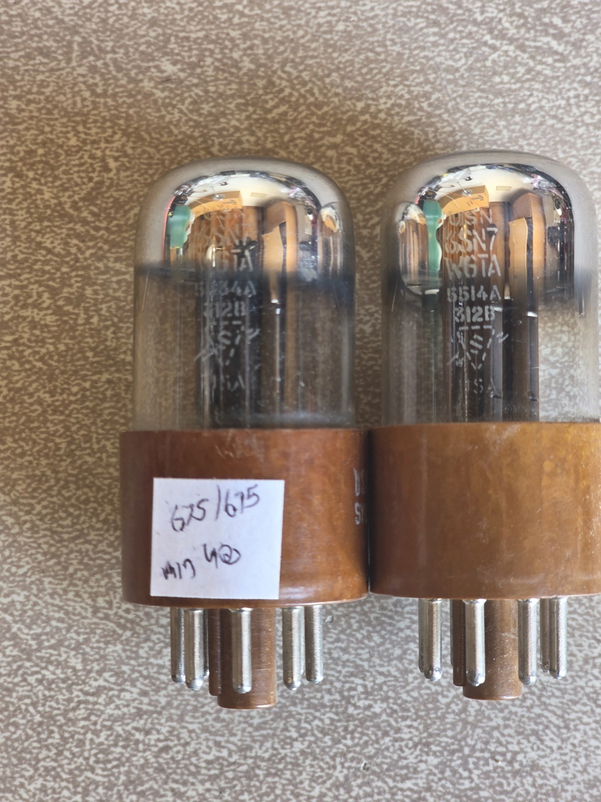 6SN7WGTA Sylvania Tested Pair Brown Base 6SN7