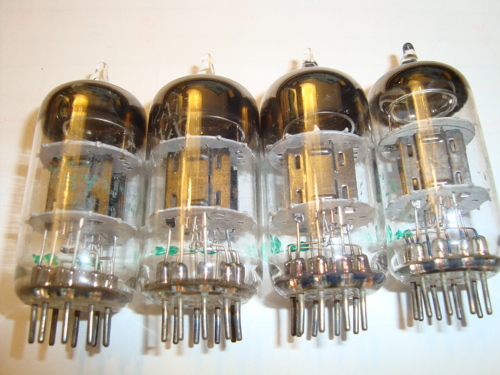 Lot of Four Heavy Duty 12AT7WA Tubes, Sylvania, Full Black Plate, Even Ratings