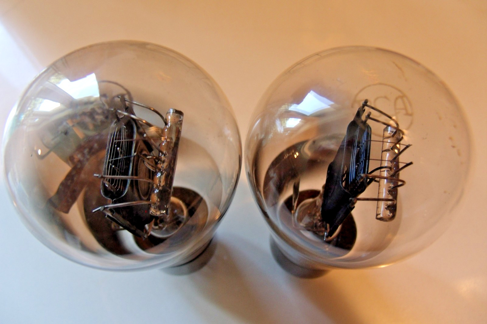 Clean Vintage Pair of RCA Radiotron UX245 Globe Vacuum Tubes- Untested