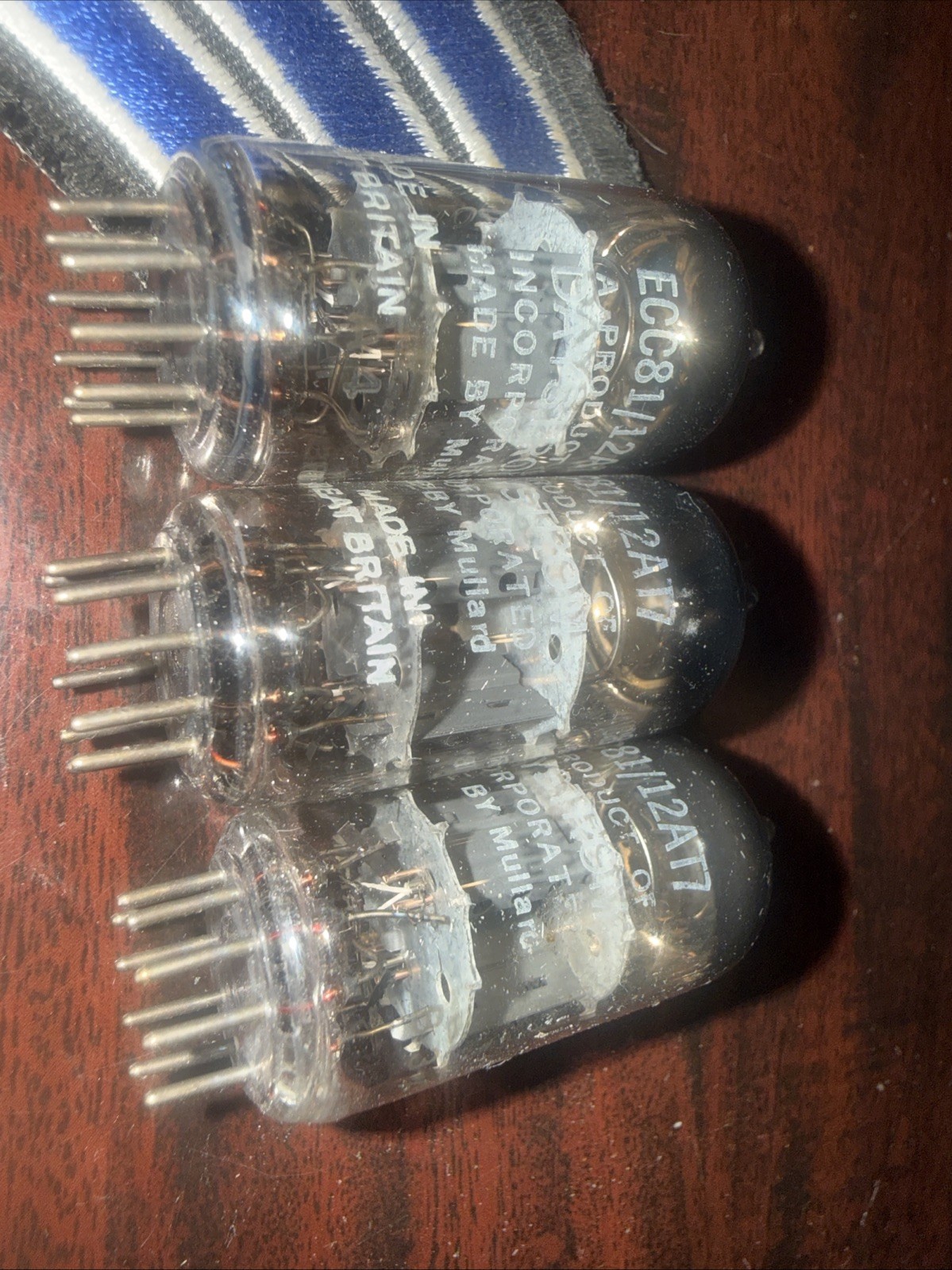 THREE Mullard 12AT7/ECC81 O-Getter Made in England Used Tested