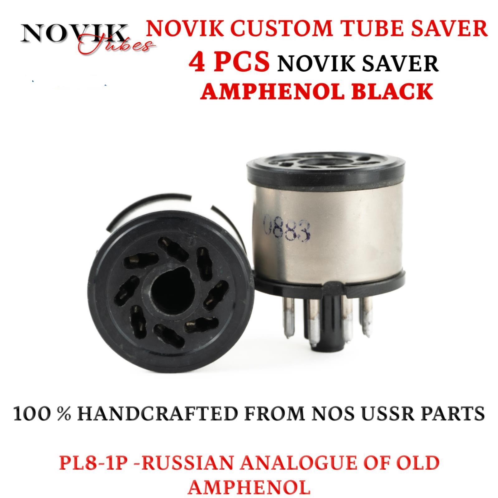 Tube Saver Octal 8 Pin For 6L6 6V6 6SN7 EL34 KT88 Novik AMPHENOL Black 4pcs