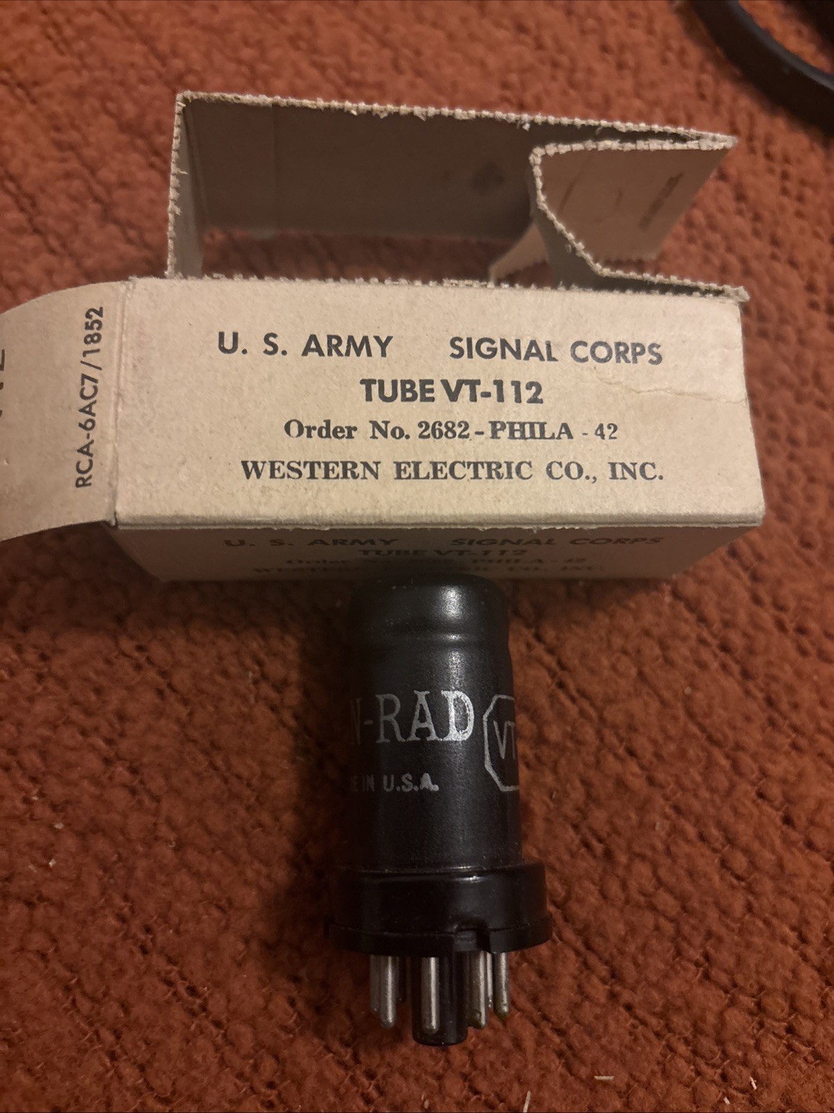 Ken-rad Signal Corp Jan 6AC7 VT-112 SC883A Vintage Military Audio Radio Tube 70%