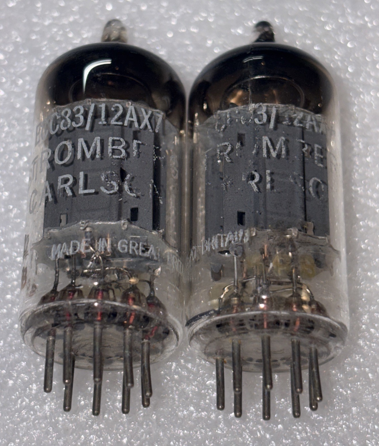 Pair Mullard 12AX7/ECC83 Long Plate Dual Post O-Getter Blackburn Amplitrex Stron